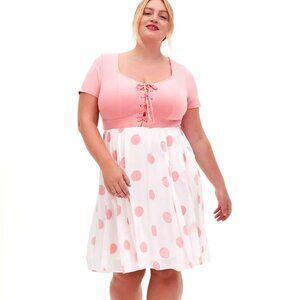 Torrid 3 Disney Pixar Toy Story Bo Peep Pink Polka Dot Knit to Woven Dress